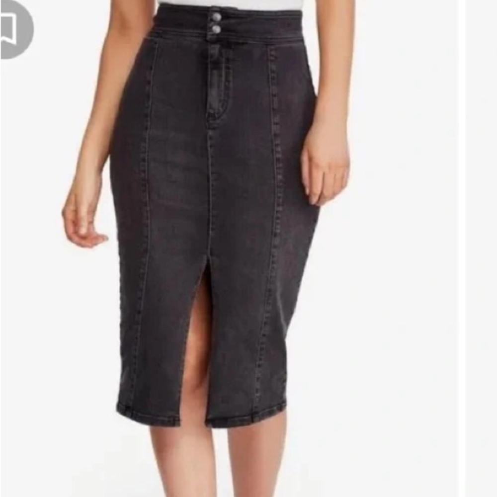 We the free gray washed pencil jean skirt 27 stretch small